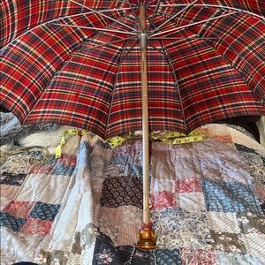 Vintage lucite handle & tips umbrella plaid